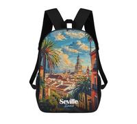 sinyumoney 4Girls Seville Cityscape Backpack 3D Printed Boy School Backpack Casual Daypack Lightweight Rucksack for Middle School Students 17inch