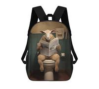sinyumoney 4Girls Sheep on Toilet Newspaper Backpack 3D Printed Boy School Backpack Casual Daypack Lightweight Rucksack for Middle School Students 17inch