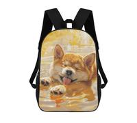 sinyumoney 4Girls Shiba Adorable Water Fun Backpack 3D Printed Boy School Backpack Casual Daypack Lightweight Rucksack for Middle School Students 17inch