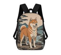 sinyumoney 4Girls Shiba Inu Japanese Art Backpack 3D Printed Boy School Backpack Casual Daypack Lightweight Rucksack for Middle School Students 17inch
