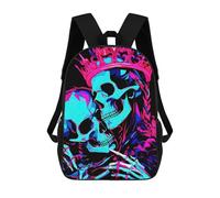 sinyumoney 4Girls Skeletal Embrace Neon Crowned Love Backpack 3D Printed Boy School Backpack Casual Daypack Lightweight Rucksack for Middle School Students 17inch