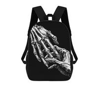 sinyumoney 4Girls Skeleton Hand Touching Human Hand Backpack 3D Printed Boy School Backpack Casual Daypack Lightweight Rucksack for Middle School Students 17inch