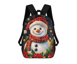 sinyumoney 4Girls Smiling Snowman Christmas Backpack 3D Printed Boy School Backpack Casual Daypack Lightweight Rucksack for Middle School Students 17inch