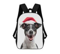 sinyumoney 4Girls Smooth Fox Terrier Dog with Santa Hat Portrait Backpack 3D Printed Boy School Backpack Casual Daypack Lightweight Rucksack for Middle School Students 17inch