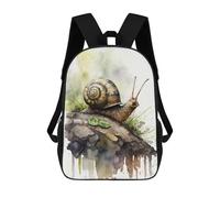 sinyumoney 4Girls Snail Art Watercolor Backpack 3D Printed Boy School Backpack Casual Daypack Lightweight Rucksack for Middle School Students 17inch
