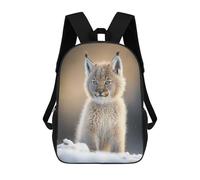 sinyumoney 4Girls Snowy Lynx Cub Portrait Backpack 3D Printed Boy School Backpack Casual Daypack Lightweight Rucksack for Middle School Students 17inch
