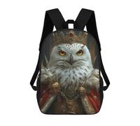 sinyumoney 4Girls Snowy Owl Bird King Backpack 3D Printed Boy School Backpack Casual Daypack Lightweight Rucksack for Middle School Students 17inch