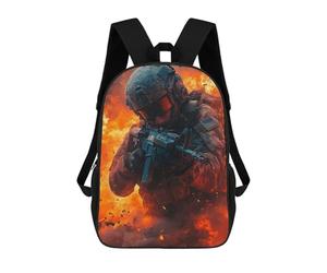 sinyumoney 4Girls Soldier in Fire Backpack 3D Printed Boy School Backpack Casual Daypack Lightweight Rucksack for Middle School Students 17inch