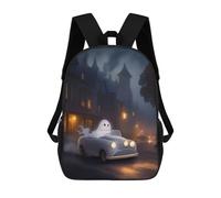 sinyumoney 4Girls Spooky Ghost Ride Backpack 3D Printed Boy School Backpack Casual Daypack Lightweight Rucksack for Middle School Students 17inch