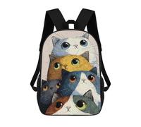 sinyumoney 4Girls Stack of Colorful Cats Illustration Backpack 3D Printed Boy School Backpack Casual Daypack Lightweight Rucksack for Middle School Students 17inch