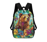 sinyumoney 4Girls Stained Glass Bear Backpack 3D Printed Boy School Backpack Casual Daypack Lightweight Rucksack for Middle School Students 17inch
