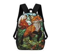 sinyumoney 4Girls Stained Glass Fox Backpack 3D Printed Boy School Backpack Casual Daypack Lightweight Rucksack for Middle School Students 17inch