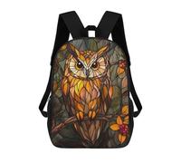 sinyumoney 4Girls Stained Glass Owl Backpack 3D Printed Boy School Backpack Casual Daypack Lightweight Rucksack for Middle School Students 17inch