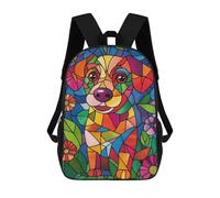 sinyumoney 4Girls Stained Glass Puppy Backpack 3D Printed Boy School Backpack Casual Daypack Lightweight Rucksack for Middle School Students 17inch