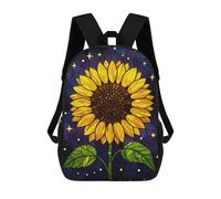 sinyumoney 4Girls Stained Glass Sunflower with Starry Background Backpack 3D Printed Boy School Backpack Casual Daypack Lightweight Rucksack for Middle School Students 17inch