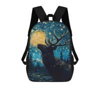 sinyumoney 4Girls Starry Night Deer Backpack 3D Printed Boy School Backpack Casual Daypack Lightweight Rucksack for Middle School Students 17inch