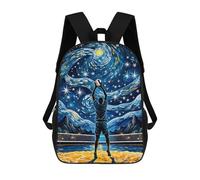 sinyumoney 4Girls Starry Night Volleyball Backpack 3D Printed Boy School Backpack Casual Daypack Lightweight Rucksack for Middle School Students 17inch