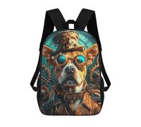 sinyumoney 4Girls Steampunk Animal Dog Backpack 3D Printed Boy School Backpack Casual Daypack Lightweight Rucksack for Middle School Students 17inch
