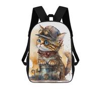 sinyumoney 4Girls Steampunk Cat Backpack 3D Printed Boy School Backpack Casual Daypack Lightweight Rucksack for Middle School Students 17inch