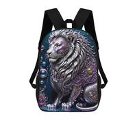 sinyumoney 4Girls Steampunk Metal Lion Backpack 3D Printed Boy School Backpack Casual Daypack Lightweight Rucksack for Middle School Students 17inch