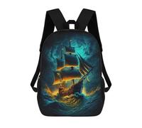 sinyumoney 4Girls Stormy Sails Backpack 3D Printed Boy School Backpack Casual Daypack Lightweight Rucksack for Middle School Students 17inch