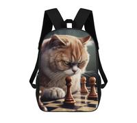 sinyumoney 4Girls Strategic Cat Chess Game Backpack 3D Printed Boy School Backpack Casual Daypack Lightweight Rucksack for Middle School Students 17inch