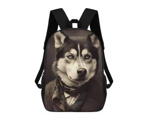 sinyumoney 4Girls Stylish Husky in Formal Attire Backpack 3D Printed Boy School Backpack Casual Daypack Lightweight Rucksack for Middle School Students 17inch