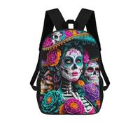 sinyumoney 4Girls Sugar Skull Woman Backpack 3D Printed Boy School Backpack Casual Daypack Lightweight Rucksack for Middle School Students 17inch
