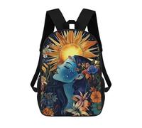 sinyumoney 4Girls Sun & Flower Woman Backpack 3D Printed Boy School Backpack Casual Daypack Lightweight Rucksack for Middle School Students 17inch
