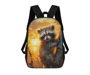sinyumoney 4Girls Sunrise Raccoon Backpack 3D Printed Boy School Backpack Casual Daypack Lightweight Rucksack for Middle School Students 17inch