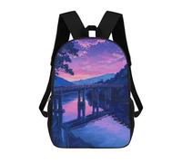 sinyumoney 4Girls Sunset Japan Painting Backpack 3D Printed Boy School Backpack Casual Daypack Lightweight Rucksack for Middle School Students 17inch