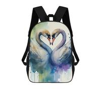 sinyumoney 4Girls Swan Heart Backpack 3D Printed Boy School Backpack Casual Daypack Lightweight Rucksack for Middle School Students 17inch