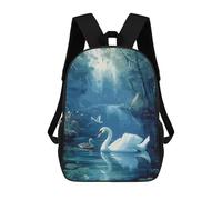 sinyumoney 4Girls Swan In Forest Backpack 3D Printed Boy School Backpack Casual Daypack Lightweight Rucksack for Middle School Students 17inch