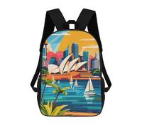 sinyumoney 4Girls Sydney Skyline Illustration Backpack 3D Printed Boy School Backpack Casual Daypack Lightweight Rucksack for Middle School Students 17inch