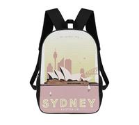 sinyumoney 4Girls Sydney Vintage Travel Backpack 3D Printed Boy School Backpack Casual Daypack Lightweight Rucksack for Middle School Students 17inch