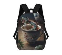 sinyumoney 4Girls Tea Dragon in Cup Backpack 3D Printed Boy School Backpack Casual Daypack Lightweight Rucksack for Middle School Students 17inch