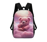 sinyumoney 4Girls Teddy On Pink Clouds Backpack 3D Printed Boy School Backpack Casual Daypack Lightweight Rucksack for Middle School Students 17inch