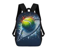sinyumoney 4Girls Tennis Ball And Racket Splash Backpack 3D Printed Boy School Backpack Casual Daypack Lightweight Rucksack for Middle School Students 17inch