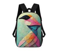 sinyumoney 4Girls Textured Geomatric Bird Backpack 3D Printed Boy School Backpack Casual Daypack Lightweight Rucksack for Middle School Students 17inch