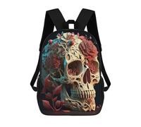 sinyumoney 4Girls The Rose Skull Backpack 3D Printed Boy School Backpack Casual Daypack Lightweight Rucksack for Middle School Students 17inch