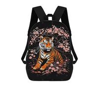 sinyumoney 4Girls Tiger And Sakura Backpack 3D Printed Boy School Backpack Casual Daypack Lightweight Rucksack for Middle School Students 17inch