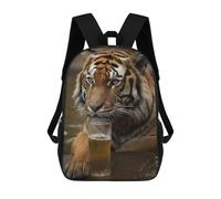 sinyumoney 4Girls Tiger Drinking Beer Backpack 3D Printed Boy School Backpack Casual Daypack Lightweight Rucksack for Middle School Students 17inch