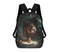 sinyumoney 4Girls Tiger in The Jungle Backpack 3D Printed Boy School Backpack Casual Daypack Lightweight Rucksack for Middle School Students 17inch