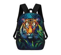 sinyumoney 4Girls Tiger Jungle Pixel Art Backpack 3D Printed Boy School Backpack Casual Daypack Lightweight Rucksack for Middle School Students 17inch