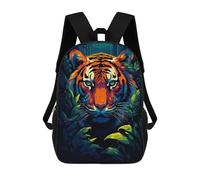 sinyumoney 4Girls Tiger Tropical Pixel Art Backpack 3D Printed Boy School Backpack Casual Daypack Lightweight Rucksack for Middle School Students 17inch