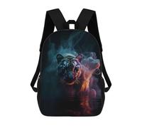 sinyumoney 4Girls Tiger Water Neon Smoke Art Backpack 3D Printed Boy School Backpack Casual Daypack Lightweight Rucksack for Middle School Students 17inch