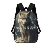 sinyumoney 4Girls Time's Irreplaceable Value Backpack 3D Printed Boy School Backpack Casual Daypack Lightweight Rucksack for Middle School Students 17inch