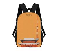 sinyumoney 4Girls Tokyo Travel Snippet Backpack 3D Printed Boy School Backpack Casual Daypack Lightweight Rucksack for Middle School Students 17inch