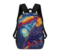 sinyumoney 4Girls Toucan in Starry Night Style Backpack 3D Printed Boy School Backpack Casual Daypack Lightweight Rucksack for Middle School Students 17inch
