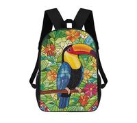 sinyumoney 4Girls Toucan in Tropical Garden Backpack 3D Printed Boy School Backpack Casual Daypack Lightweight Rucksack for Middle School Students 17inch